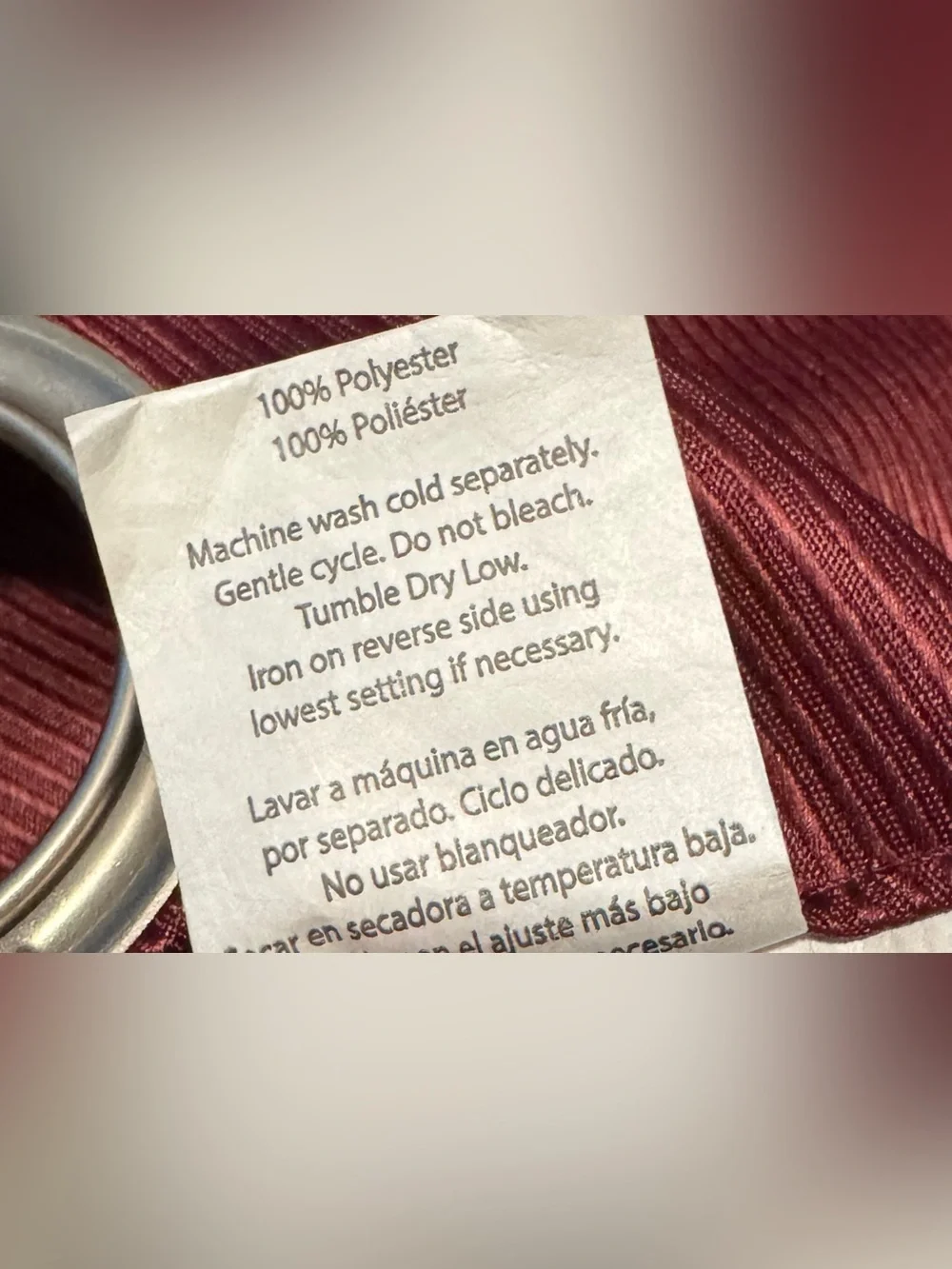 BH&G Maroon Embroidered Lattice Sheer & Twill Weave 4 Piece Curtain Set 84 inch!